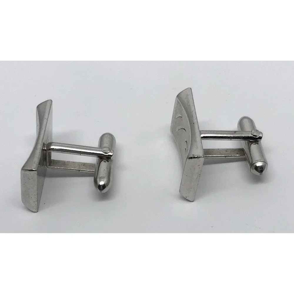 Vintage Rare Swank Cuff Links Rectangular‎ Etched Elegant Silver Tone Cufflinks